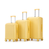 20'/24'/28' 3 pcs/set in ABS Spinner Wheel Luggage, Carry on Suitcase, with Cup Holder & USB Port & Phone Holder (Yellow) SolidRoot Buy Furniture USA