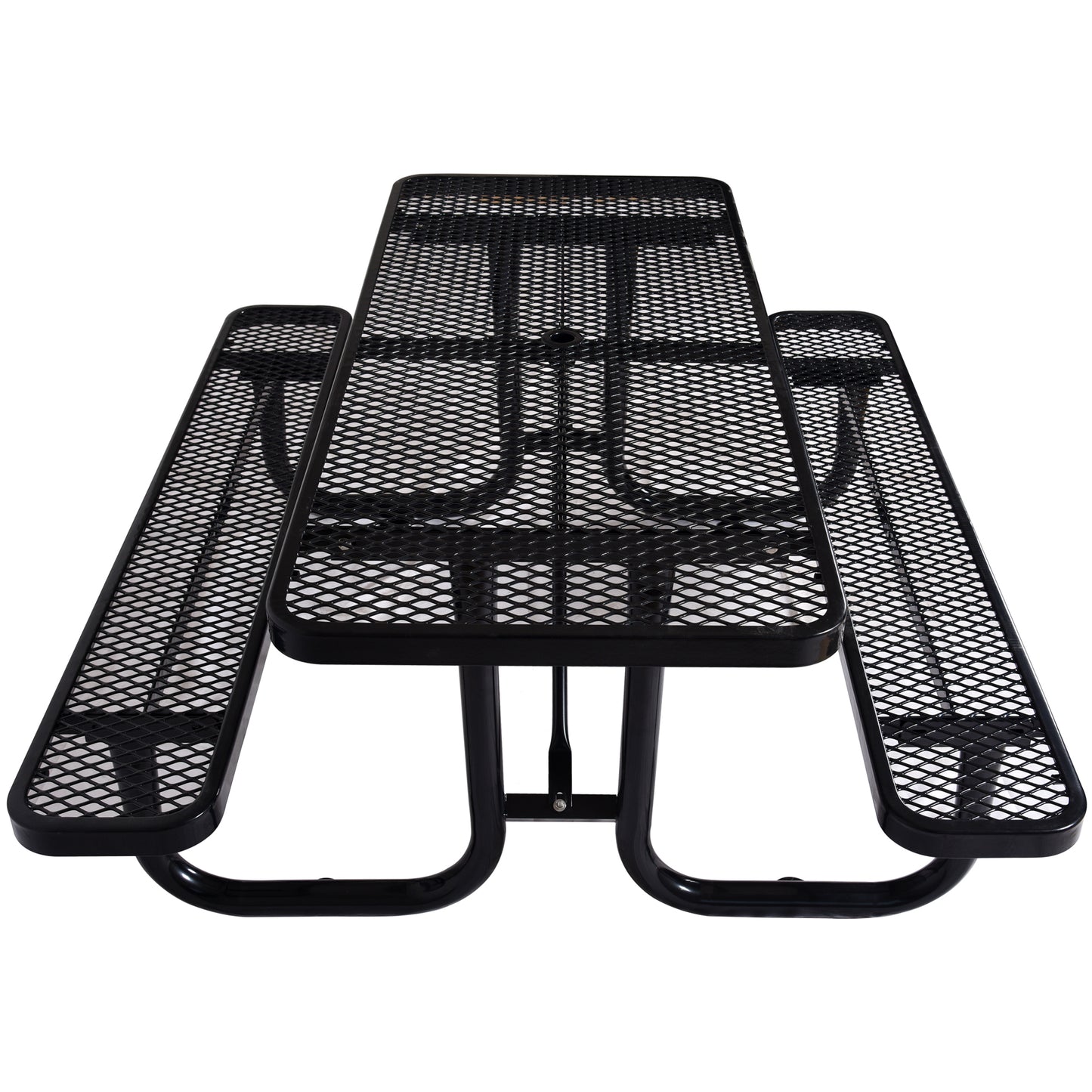 6 ft. Rectangular Outdoor Steel Picnic Table ,BLACK with umbrella pole SolidRoot Buy Furniture USA
