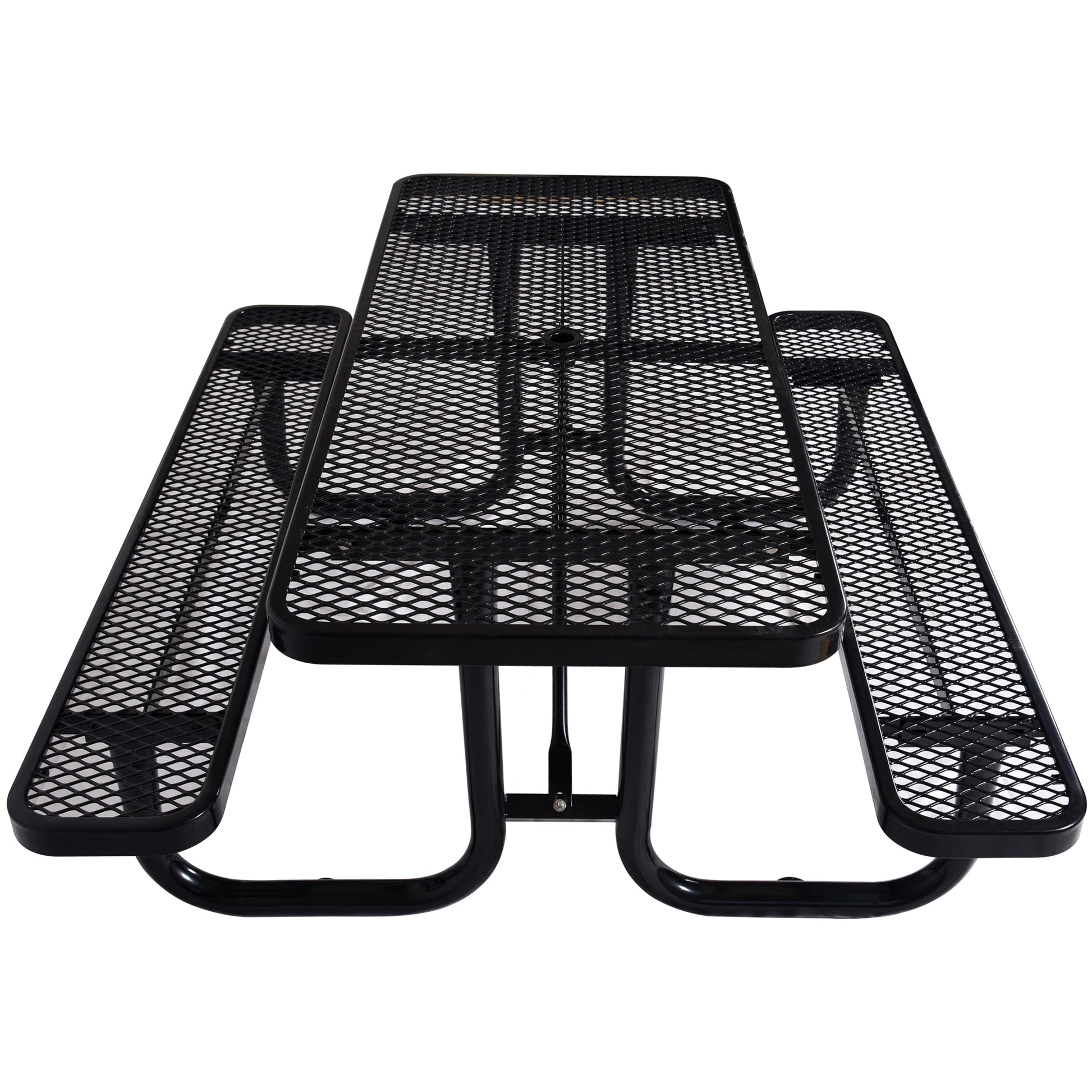 6 ft. Rectangular Outdoor Steel Picnic Table ,BLACK with umbrella pole SolidRoot Buy Furniture USA