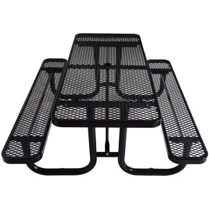 6 ft. Rectangular Outdoor Steel Picnic Table ,BLACK with umbrella pole SolidRoot Buy Furniture USA