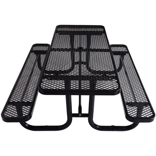 6 ft. Rectangular Outdoor Steel Picnic Table ,BLACK with umbrella pole SolidRoot Buy Furniture USA