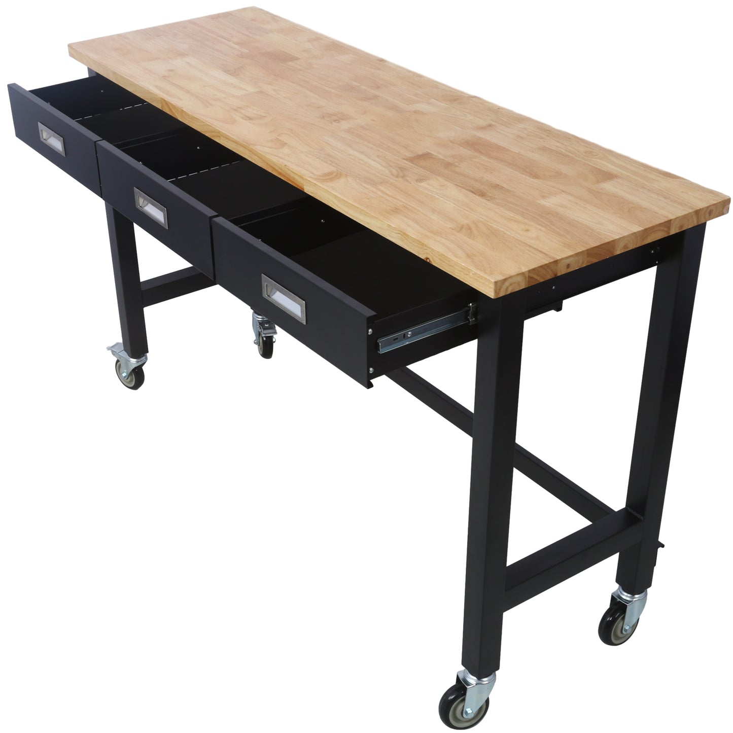 60in Work Bench, Workbench with Drawer Storage, Heavy Duty Bamboo Wood Work Table with Wheels for Garage Home Office SolidRoot Buy Furniture USA