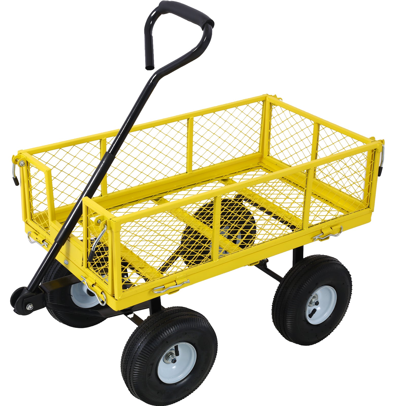 Heavy-Duty Steel Garden Cart with Mesh Sides, 550 lb Capacity, Yellow SolidRoot Buy Furniture USA