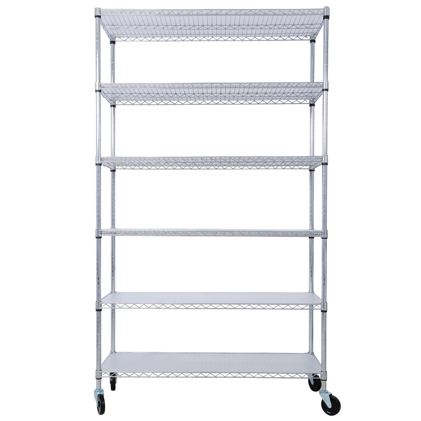 6 Tier 6000lbs Capacity NSF Metal Shelf Wire Shelving Unit, Heavy Duty Adjustable Storage Rack with Wheels & Shelf Liners for Commercial Grade Utility Steel Storage Rack, chrome- 82'H x 48'L x 18'D SolidRoot Buy Furniture USA