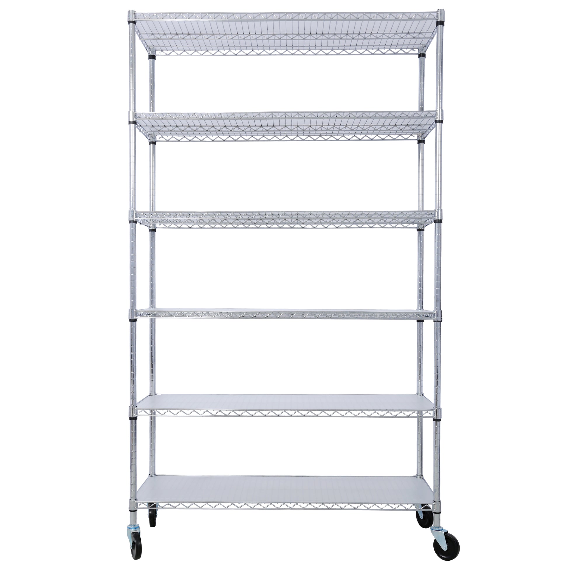 6 Tier 6000lbs Capacity NSF Metal Shelf Wire Shelving Unit, Heavy Duty Adjustable Storage Rack with Wheels & Shelf Liners for Commercial Grade Utility Steel Storage Rack, chrome- 82'H x 48'L x 18'D SolidRoot Buy Furniture USA