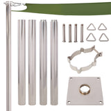 12FT Heavy Duty Stainless Steel Canopy Pole With Base Plate,Suitable for Garden,Yard,Patio,Playground SolidRoot Buy Furniture USA