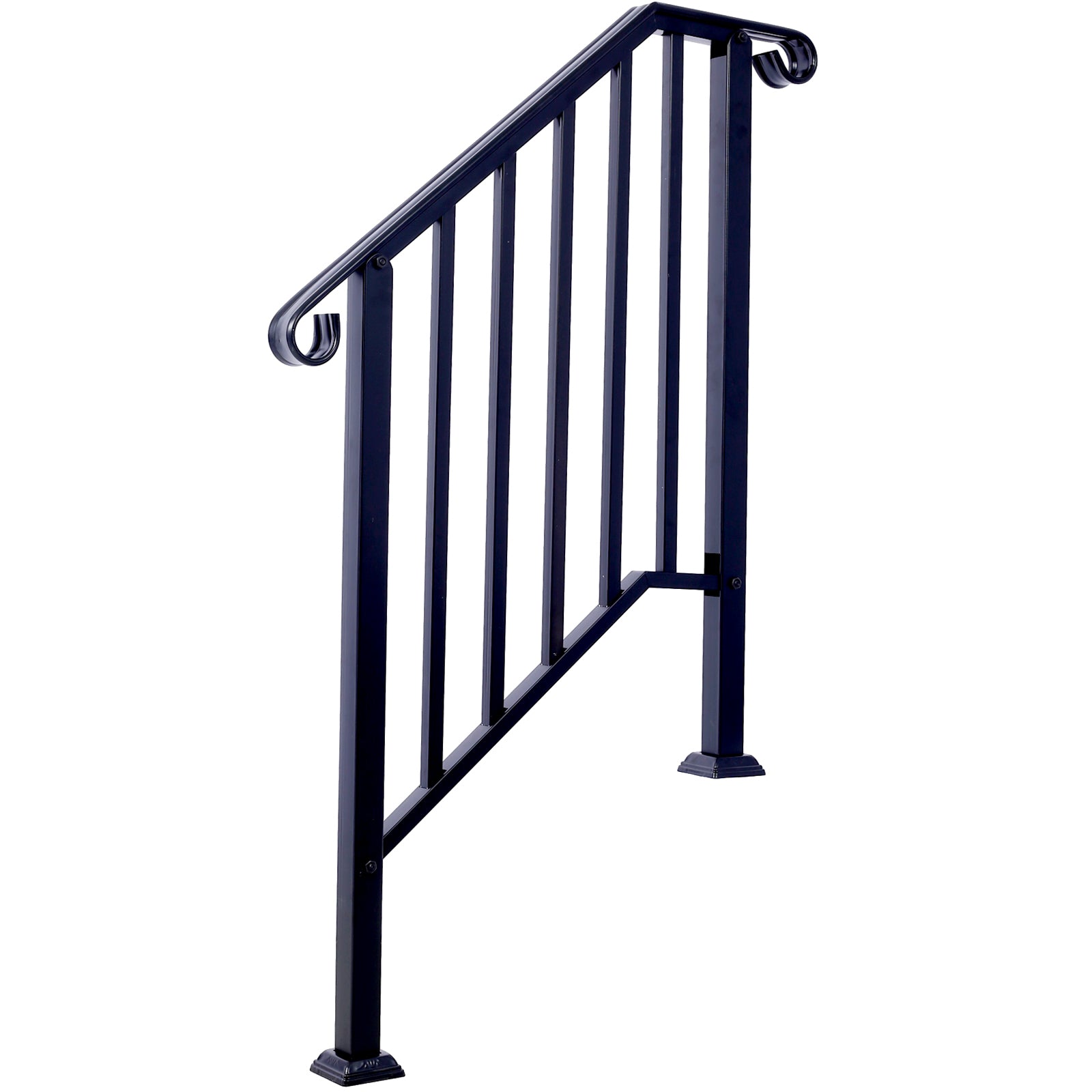 Handrails for Outdoor Steps, Fit 2 or 3 Steps Outdoor Stair Railing, Picket#2 Wrought Iron Handrail, Flexible Porch Railing, Black Transitional Handrails for Concrete Steps or Wooden Stairs SolidRoot Buy Furniture USA