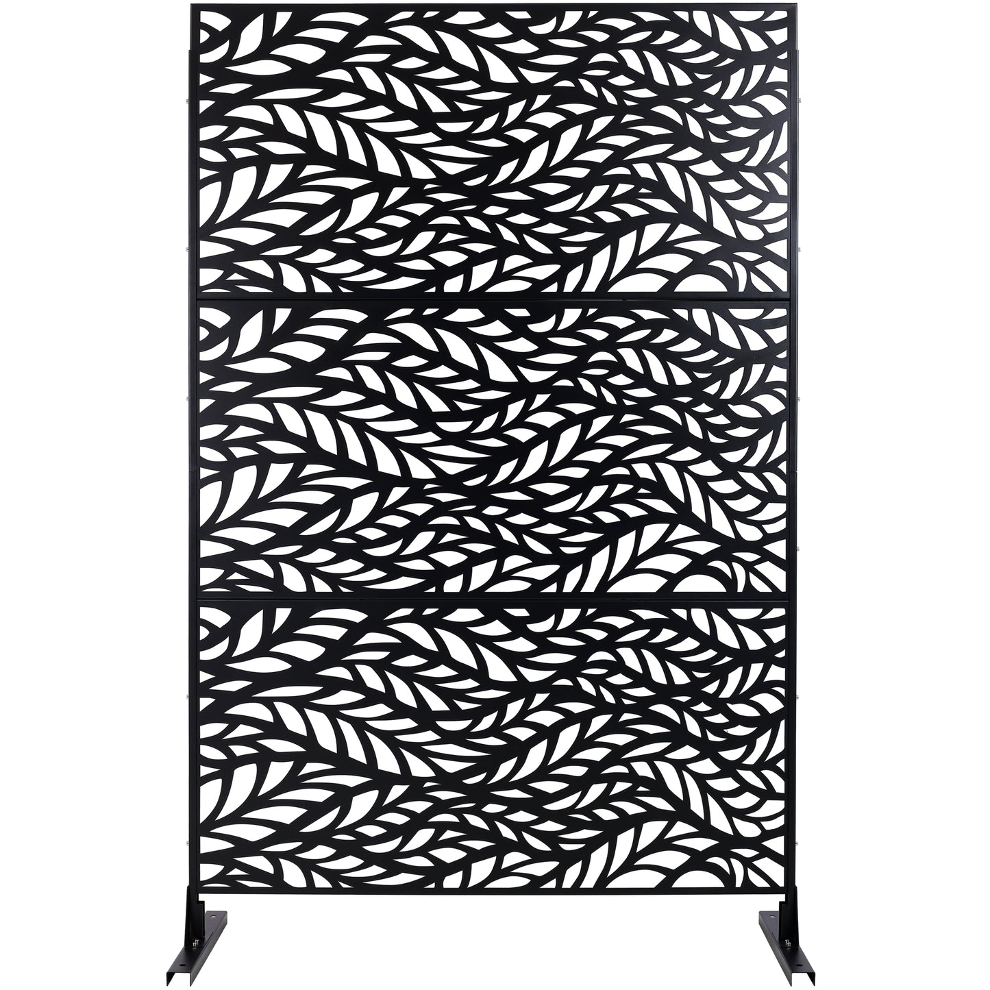 Outdoor & Indoor Privacy Screen Metal Privacy Screen, Freestanding Decorative Privacy Screen for Deck Balcony Patio, Black Steel, 76' H×48' W SolidRoot Buy Furniture USA