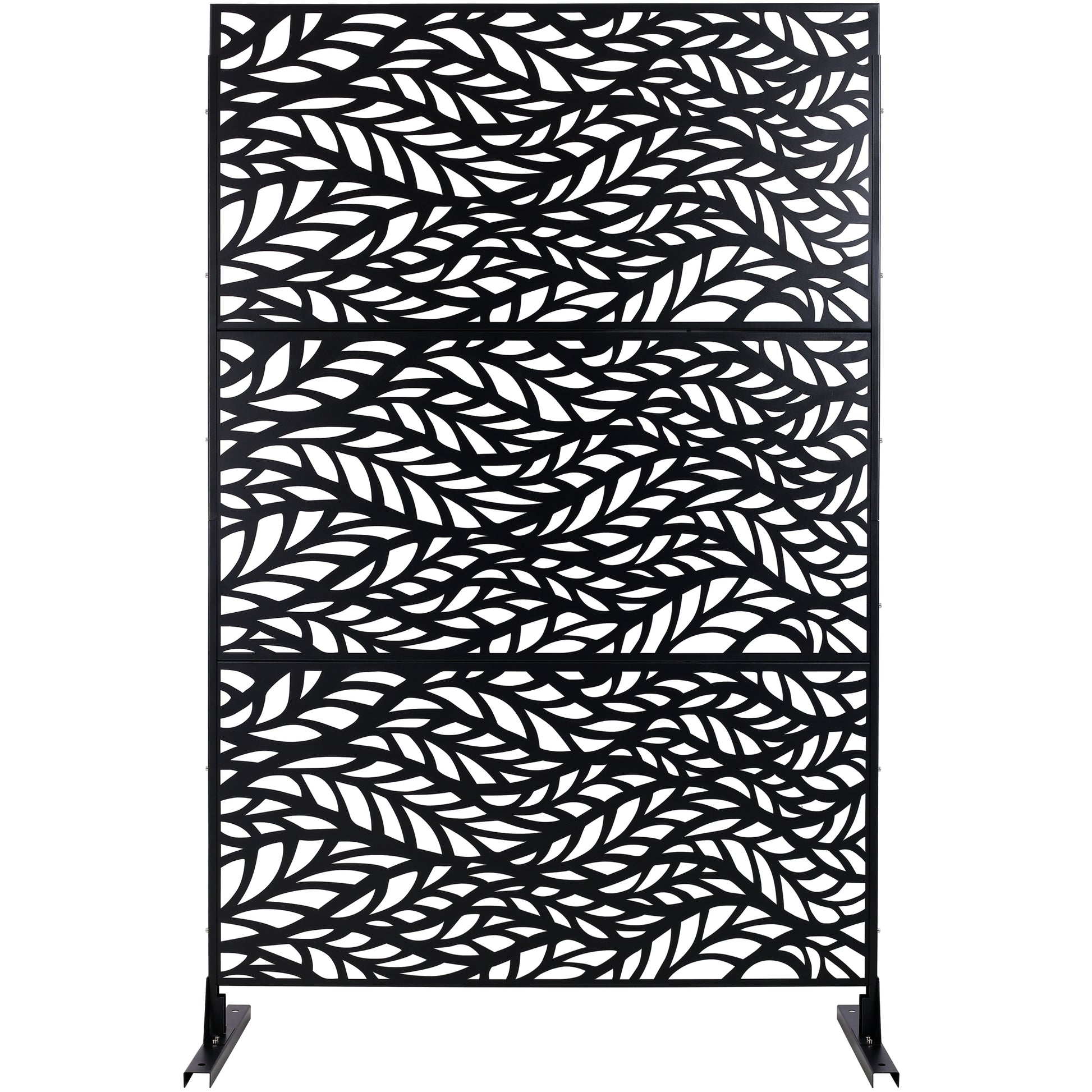 Outdoor & Indoor Privacy Screen Metal Privacy Screen, Freestanding Decorative Privacy Screen for Deck Balcony Patio, Black Steel, 76' H×48' W SolidRoot Buy Furniture USA