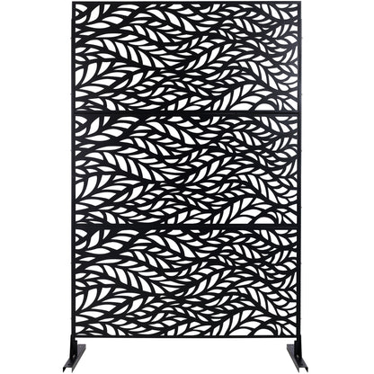 Outdoor & Indoor Privacy Screen Metal Privacy Screen, Freestanding Decorative Privacy Screen for Deck Balcony Patio, Black Steel, 76' H×48' W SolidRoot Buy Furniture USA