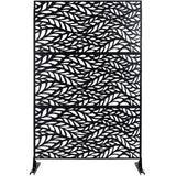 Outdoor & Indoor Privacy Screen Metal Privacy Screen, Freestanding Decorative Privacy Screen for Deck Balcony Patio, Black Steel, 76' H×48' W SolidRoot Buy Furniture USA