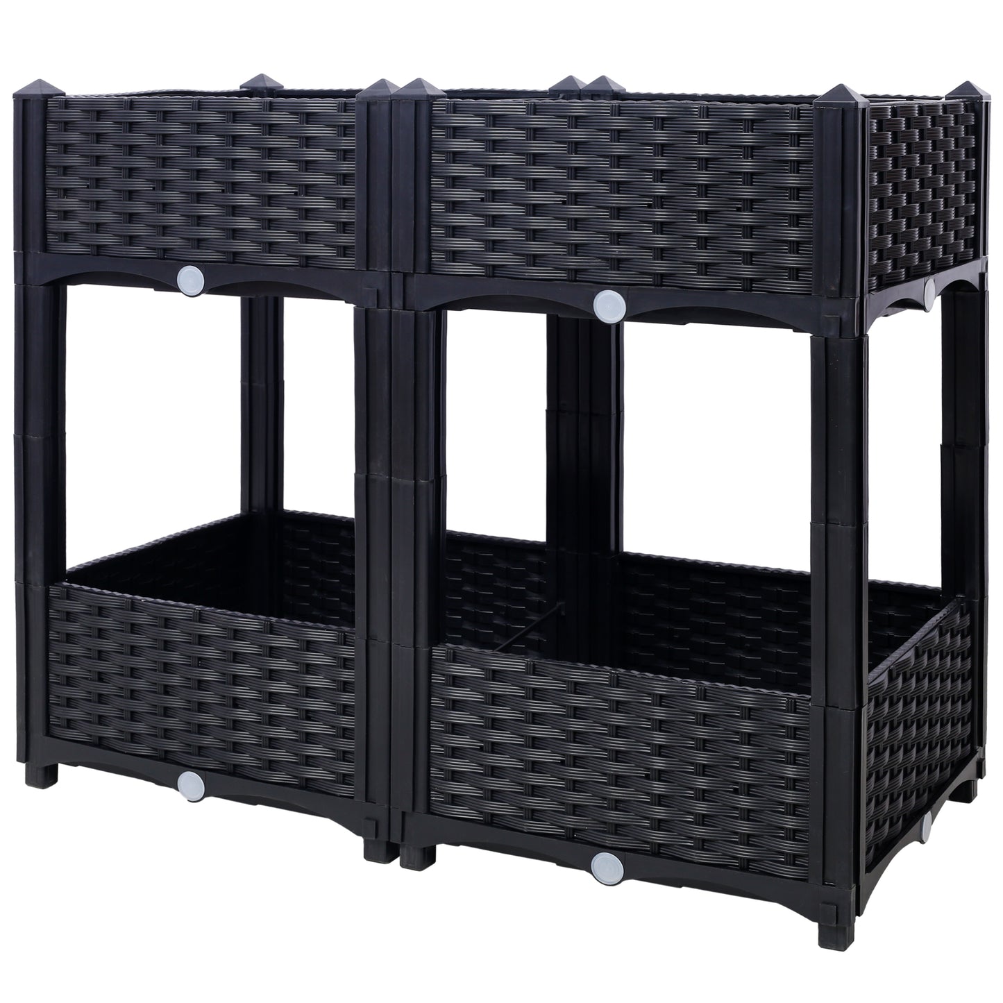 Planter Raised Beds - Elevated Planter Garden Box with Drainage Plug Raised Garden Beds for Vegetable/Flower/Herb Outdoor Standing Planter Beds Gardening Kit,Black,31.5'x15.7'x27.7' SolidRoot Buy Furniture USA