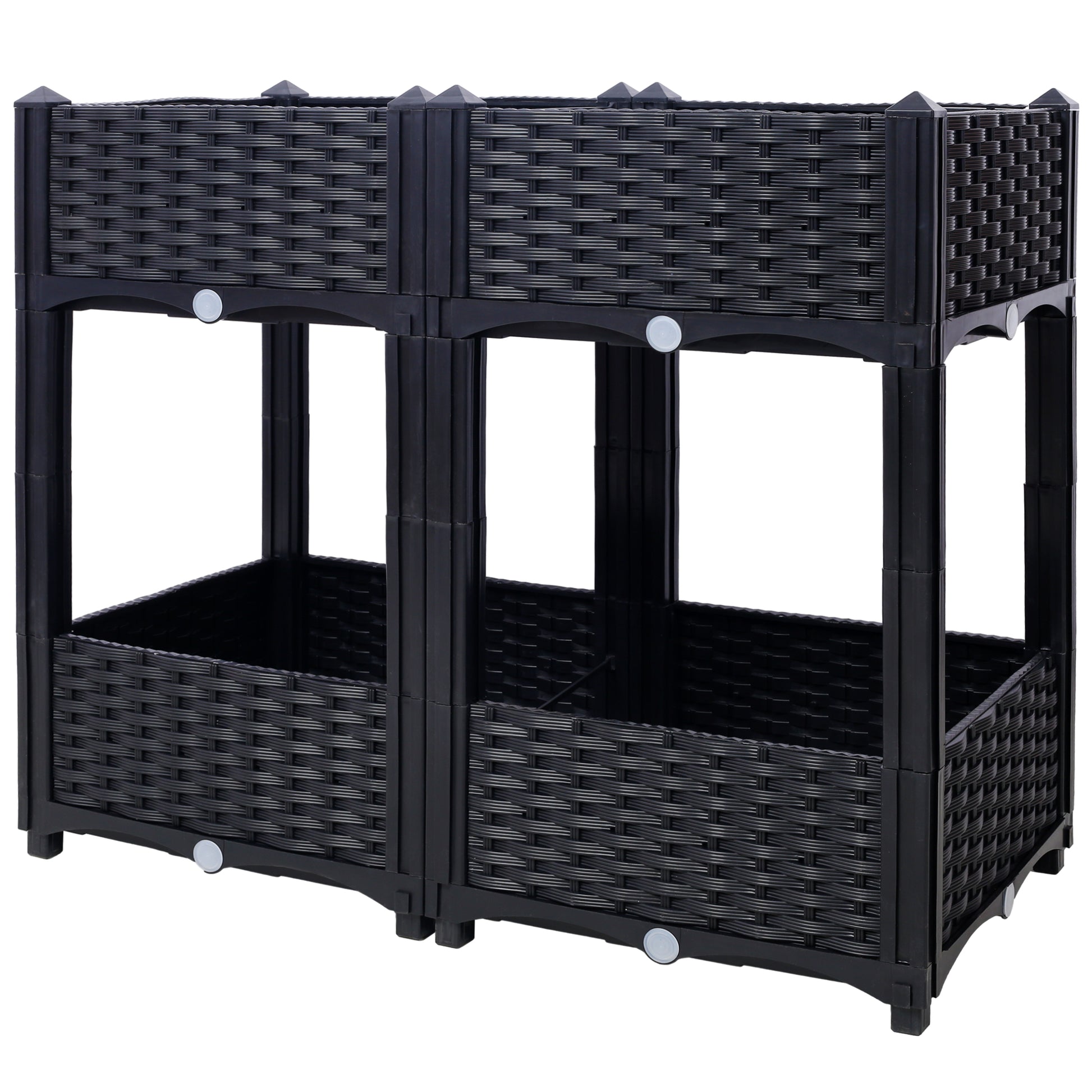 Planter Raised Beds - Elevated Planter Garden Box with Drainage Plug Raised Garden Beds for Vegetable/Flower/Herb Outdoor Standing Planter Beds Gardening Kit,Black,31.5'x15.7'x27.7' SolidRoot Buy Furniture USA
