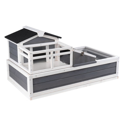 Tortoise Habitat Wooden Tortoise House Indoor/Outdoor 3-Room 44x25.6x24in - SolidRoot Buy Furniture USA