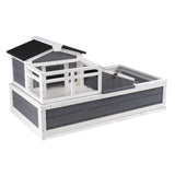 Tortoise Habitat Wooden Tortoise House Indoor/Outdoor 3-Room 44x25.6x24in
